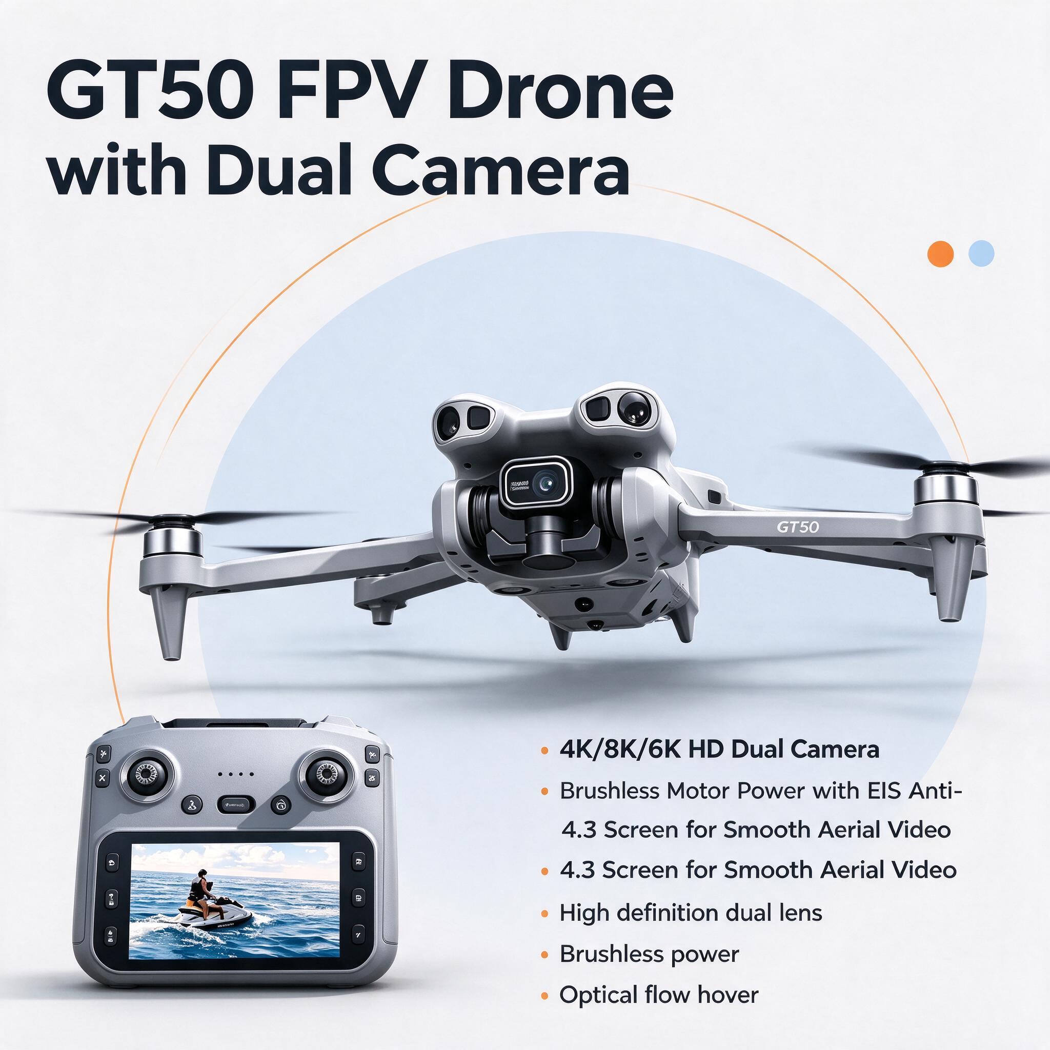 Fpv Brushless Rc Drone 4K - GT50 2.4GHz RC Quadcopter FPV Drone